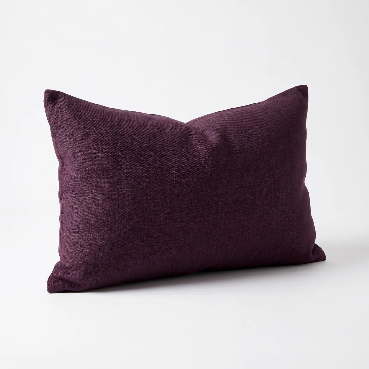 Aubergine Heavyweight Linen Lumbar Cushion / 30cm x 60cm — Silverground