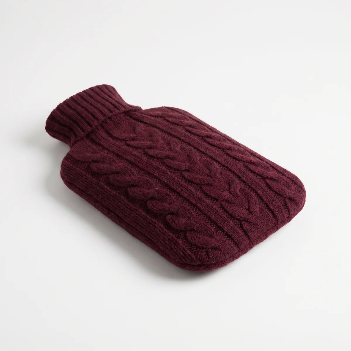 Burgundy Knit Wool Hot Water Bottle Cover — Silverground