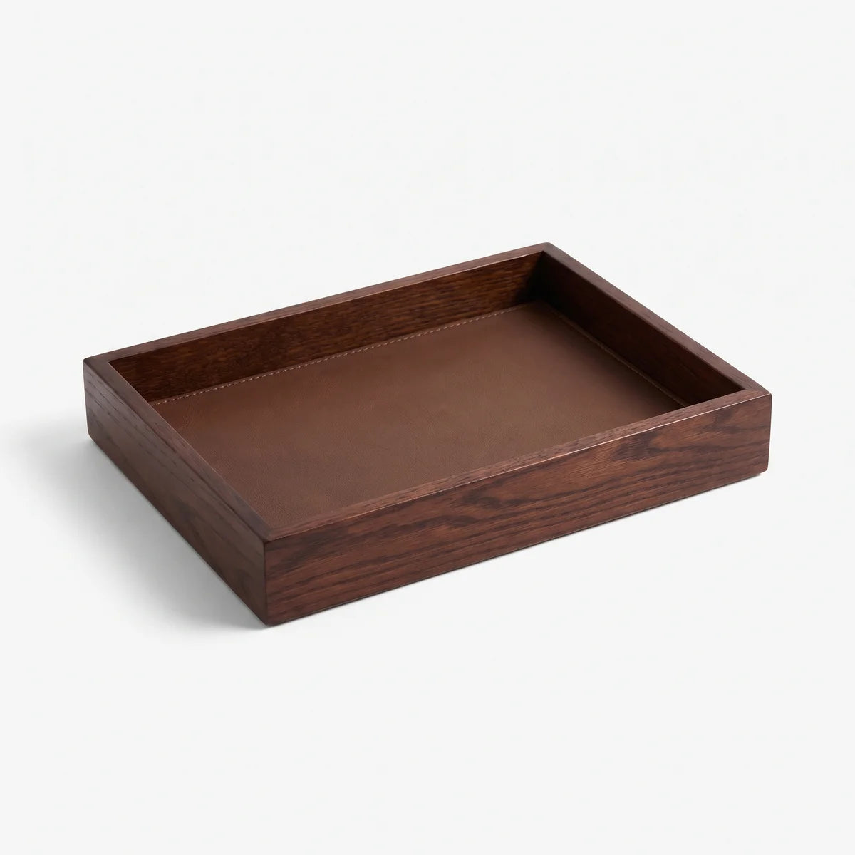 Mahogany Solid Oak Bedside Catch Tray / 22cm x 16cm — Silverground