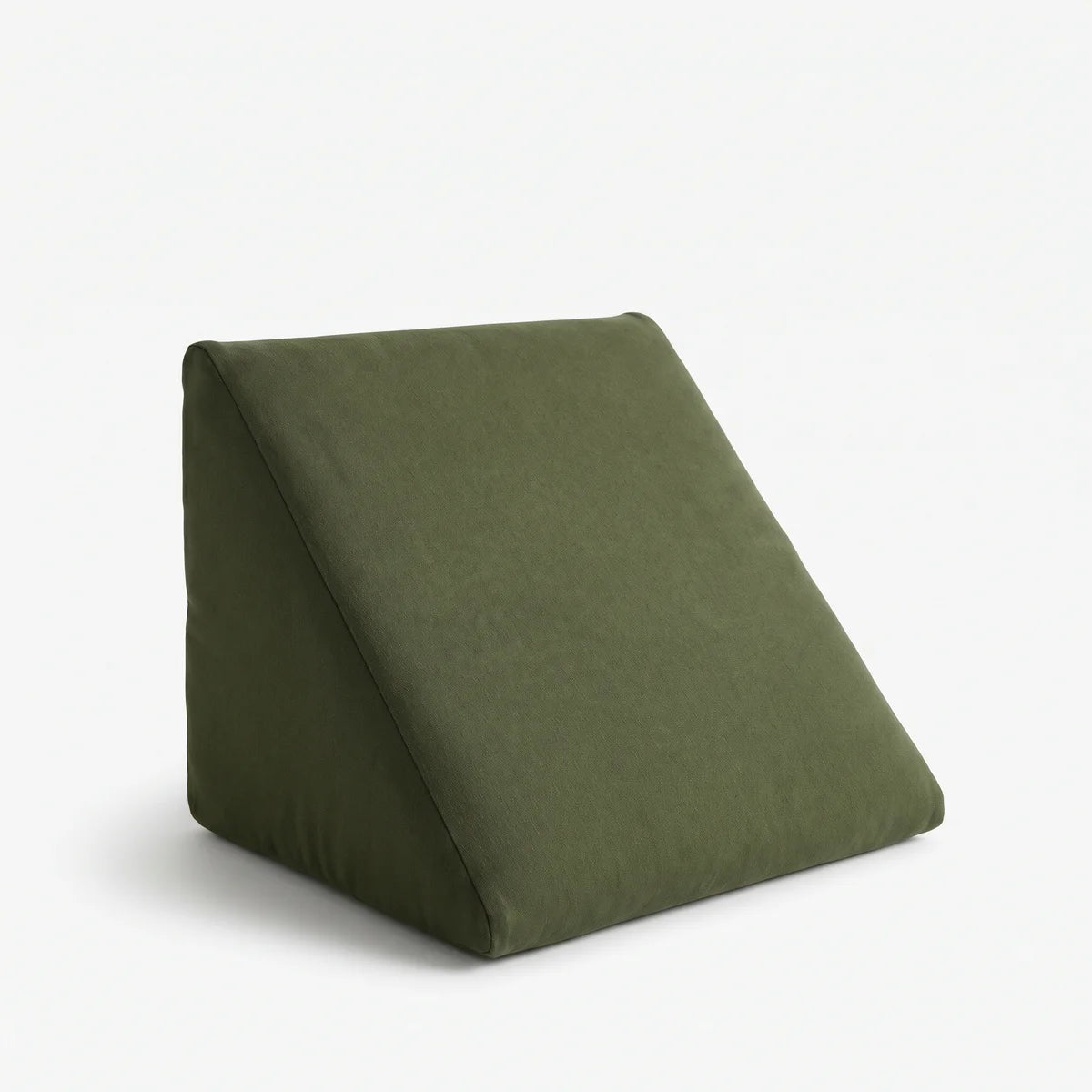 Olive Brushed Cotton Reading Wedge Cushion / 60cm x 40cm — Silverground