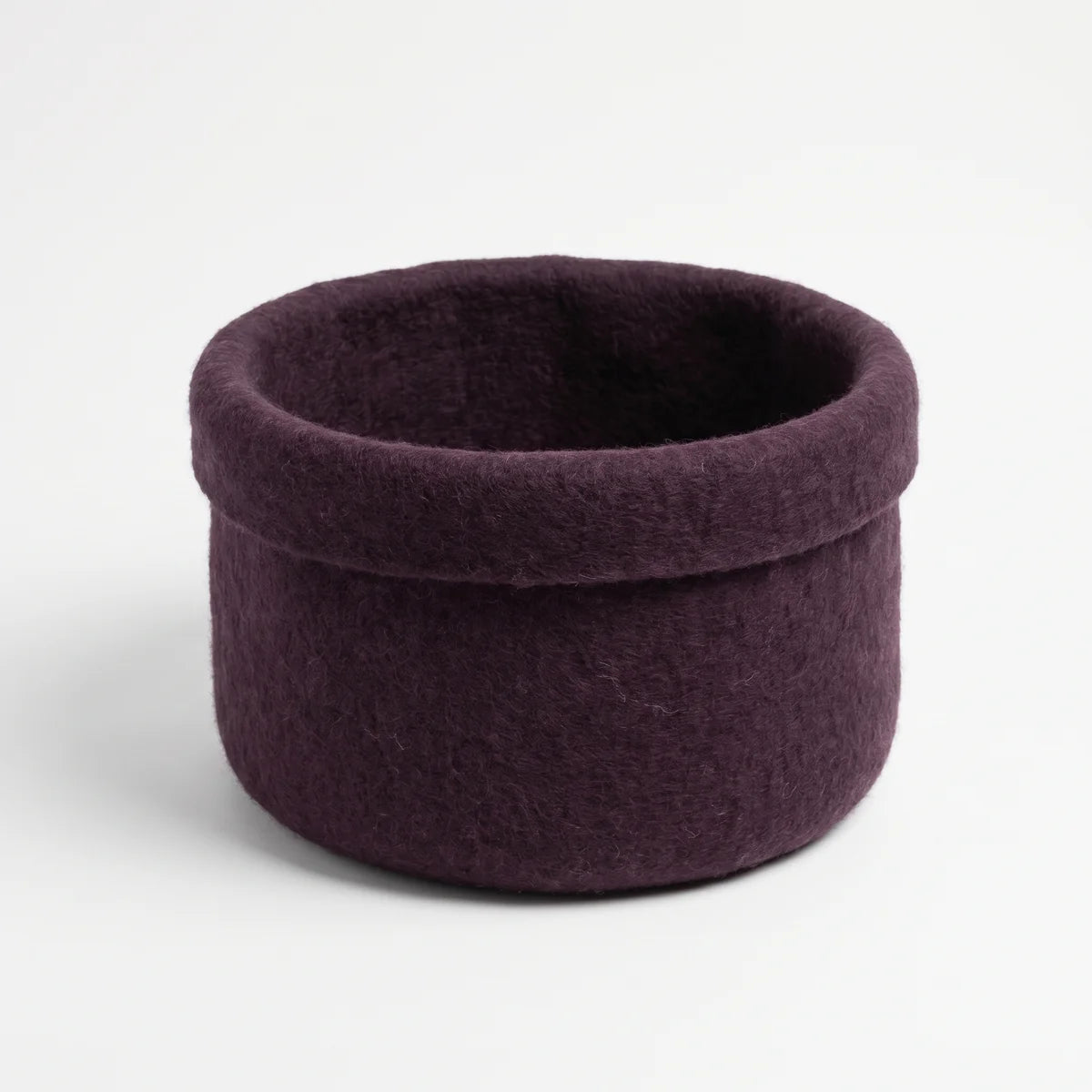 Aubergine Felted Wool Magazine Basket / 30cm x 30cm — Silverground