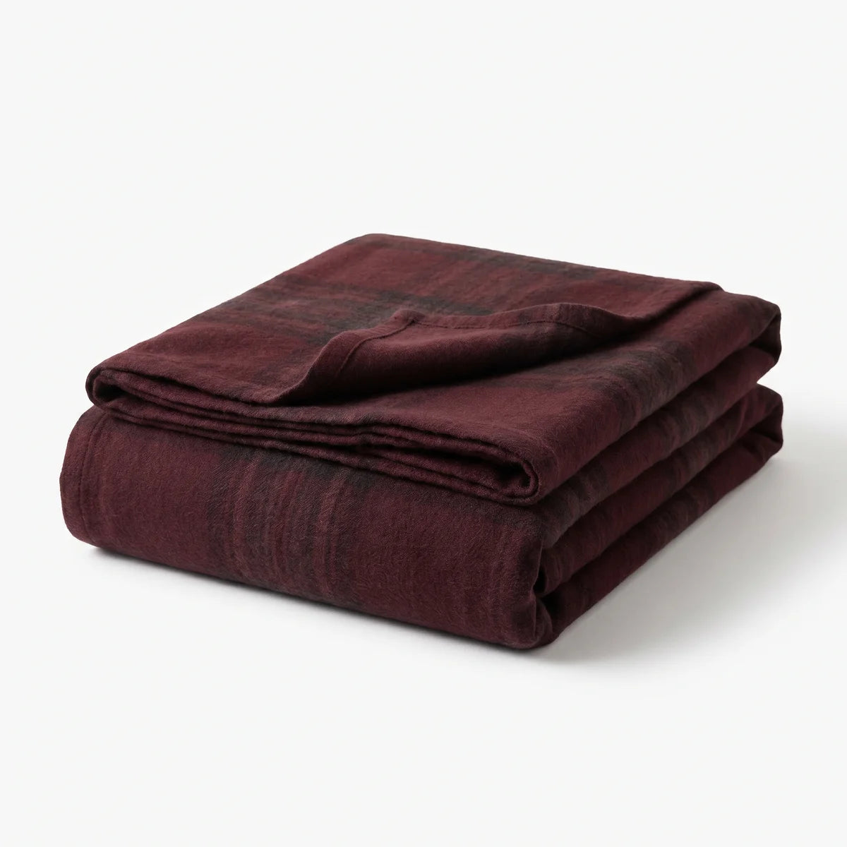 Burgundy Brushed Cotton Plaid / 130cm x 180cm — Silverground