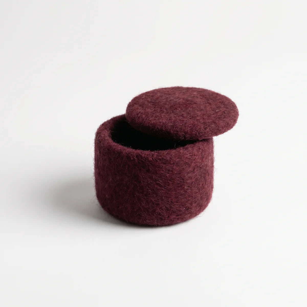 Burgundy Hand-Felted Wool Earplug Case / 6cm x 4cm — Silverground